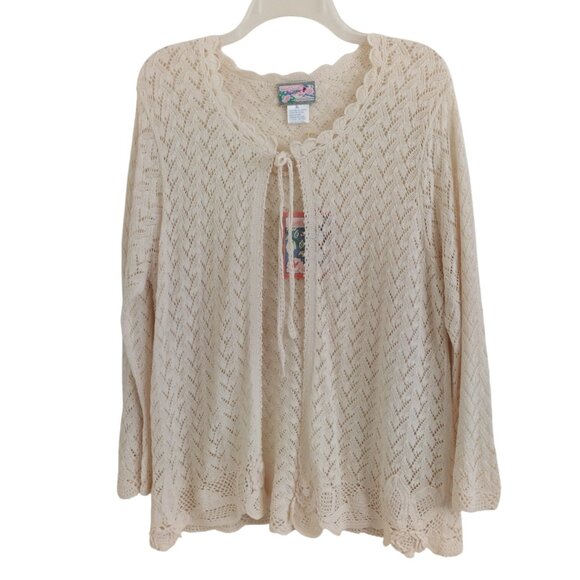 April Cornell Sweaters - April Cornell New Vintage 1990's Crochet Lace Knit Cardigan Sweater Size XL